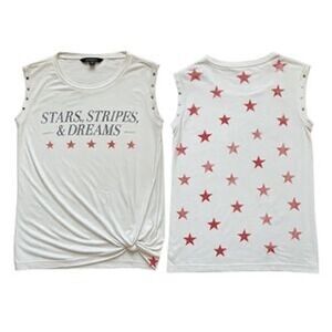 Rock Republic XL White Stars Stripes Dreams Sleeveless Knot Front Tank Top